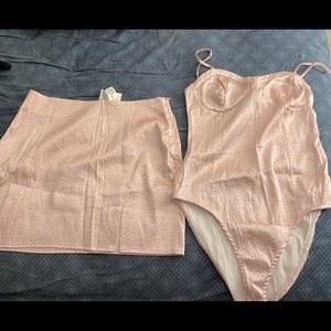 2pcs zara floral skirt with bodysuit size large